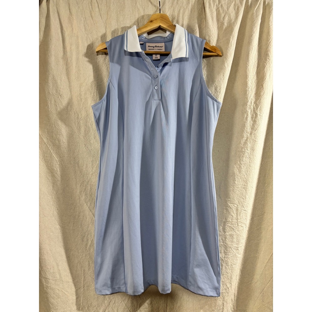 Tommy Bahama Racquet & Paddle Light Blue Sleeveless Polo Tennis Golf Dress L